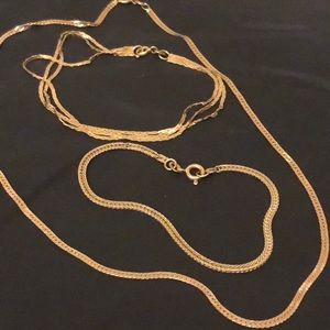14K Italian Gold 1 Necklace 2 Bracelets